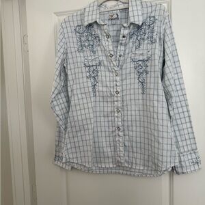 Panhandle Slim Blue Plaid Button Down Shirt